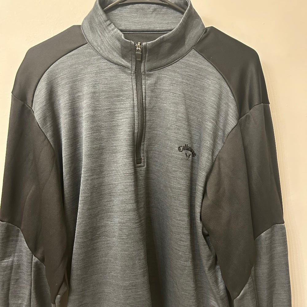 Gray & Black Callaway Tech Fleece Golf Quarter Zip, Size Medium
